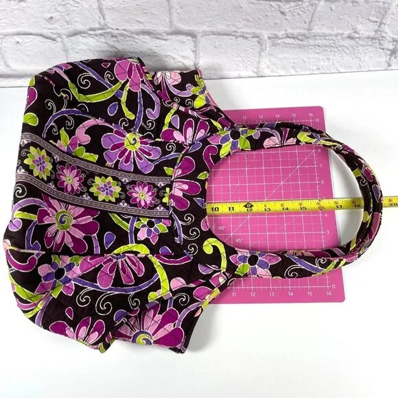 Vera Bradley Shoulder Tote Bag Purple Punch Floral Quilted Purse Pockets Retired - Picture 12 of 16